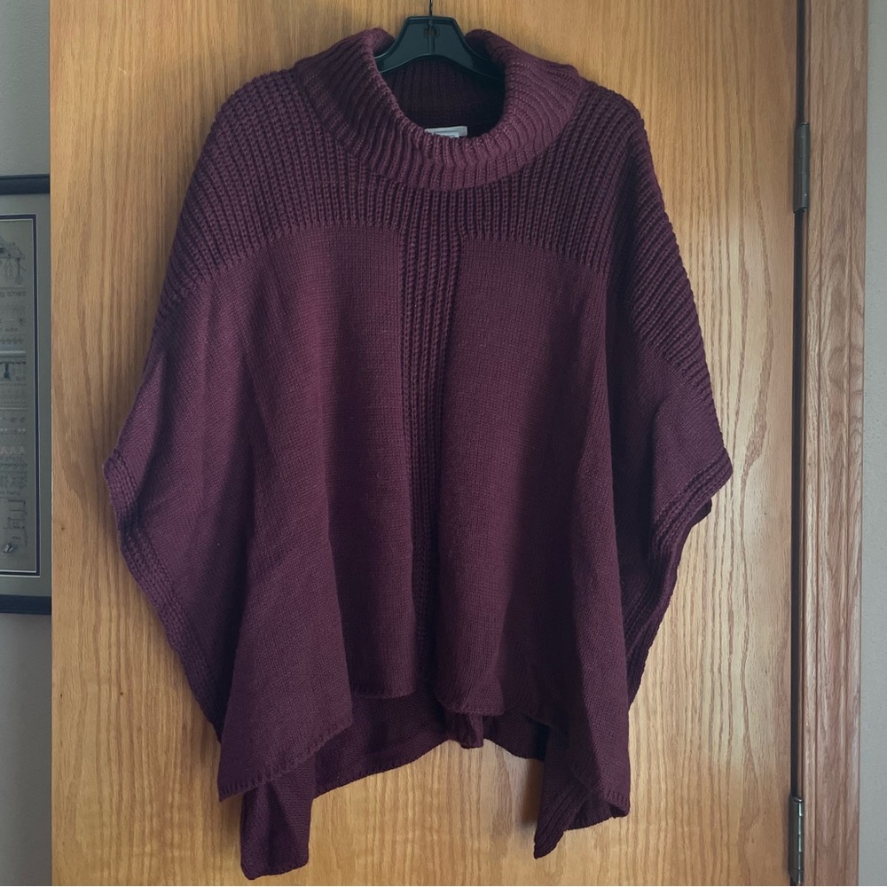 Maurices turtleneck maroon slit poncho/sweater